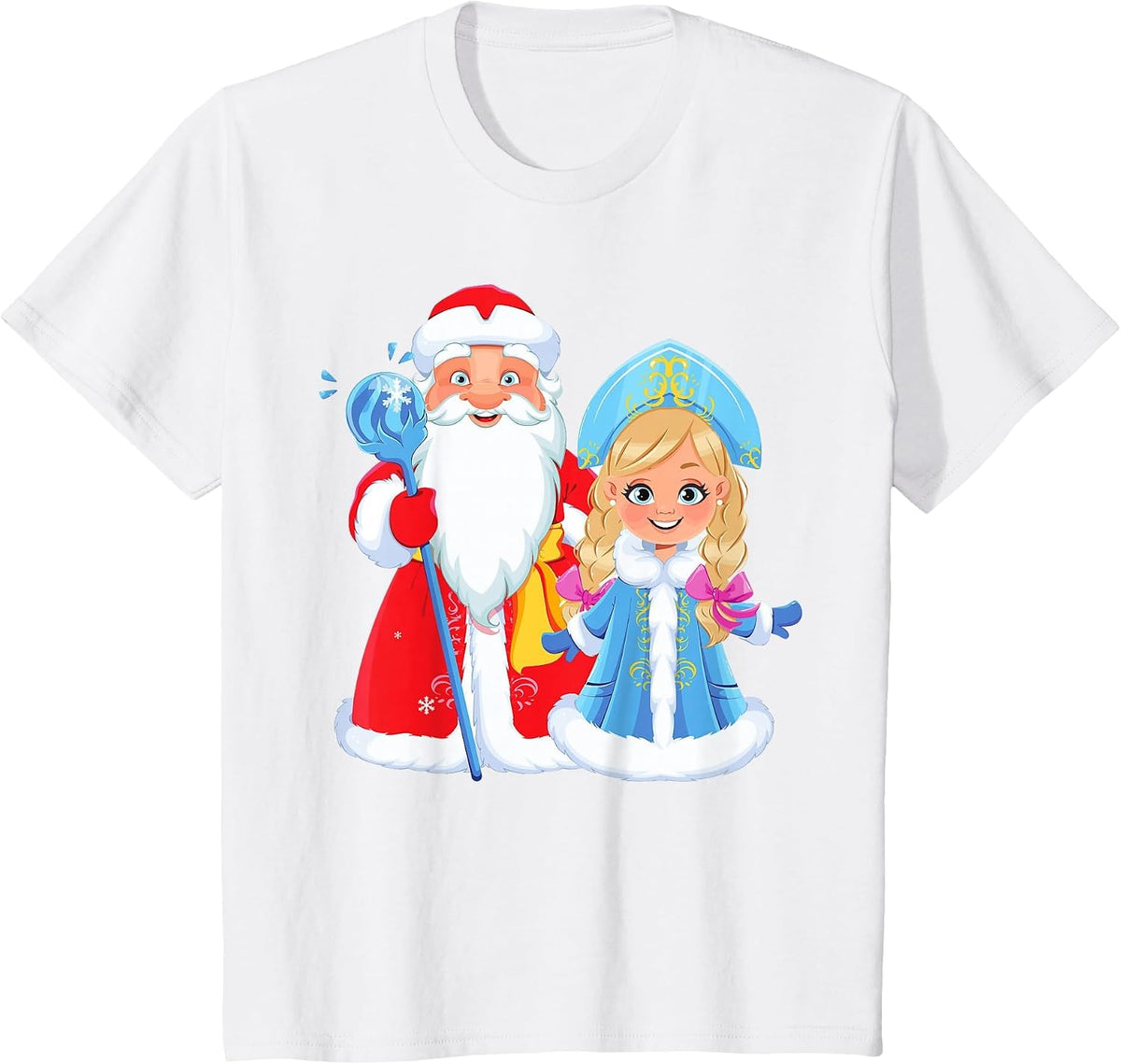 Ded Moroz Snegurochka Russia Santa Claus Russian T-Shirt - White