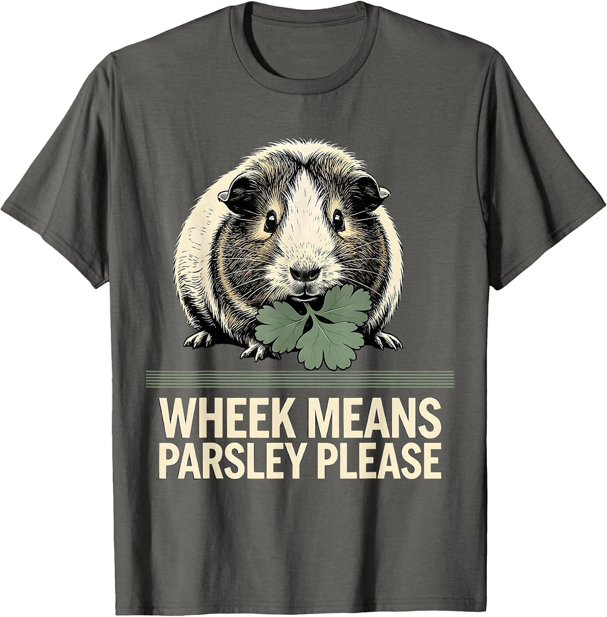 Men's Wheek Means Parsley Please Funny Guinea Pig Pet Lover Gift T-Shirt - Asphalt Grey