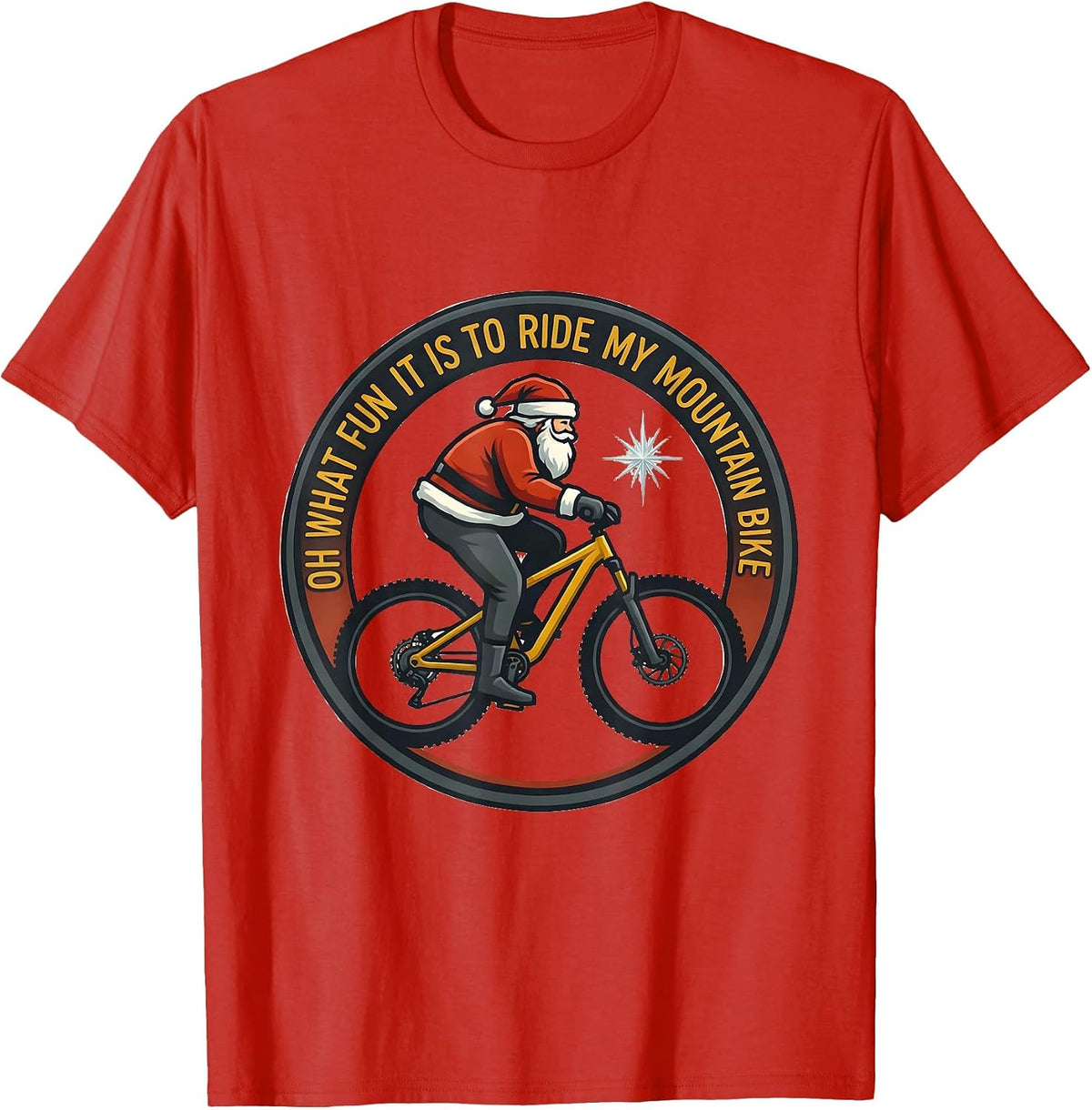 Men's Oh What Fun It Is To Ride My Mountain Bike Biker T-Shirt - Red