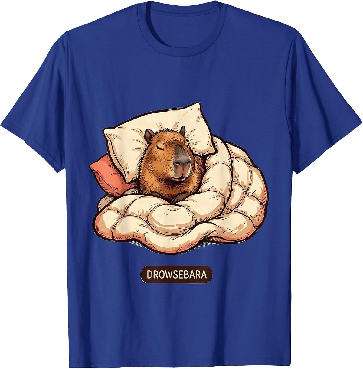 Men's Drowsebara Cute Capybara Sleepy Pajama Pun Funny T-Shirt - Royal Blue