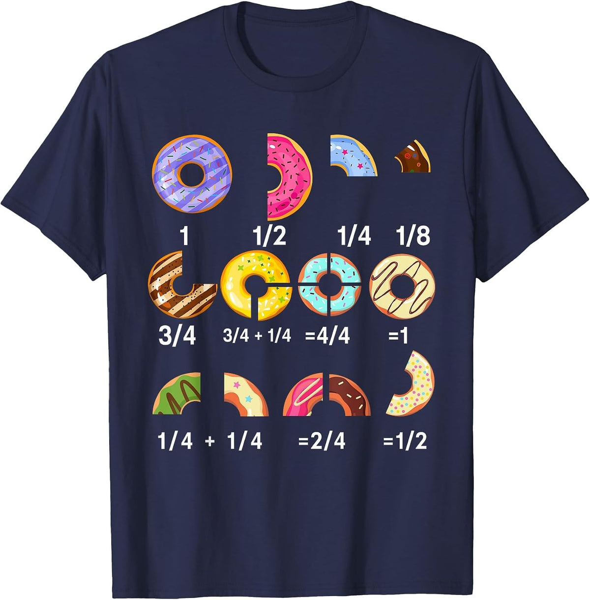 Funny Math Donut Back to School Math Teacher Sarcastic Humor T-Shirt - Navy Blue