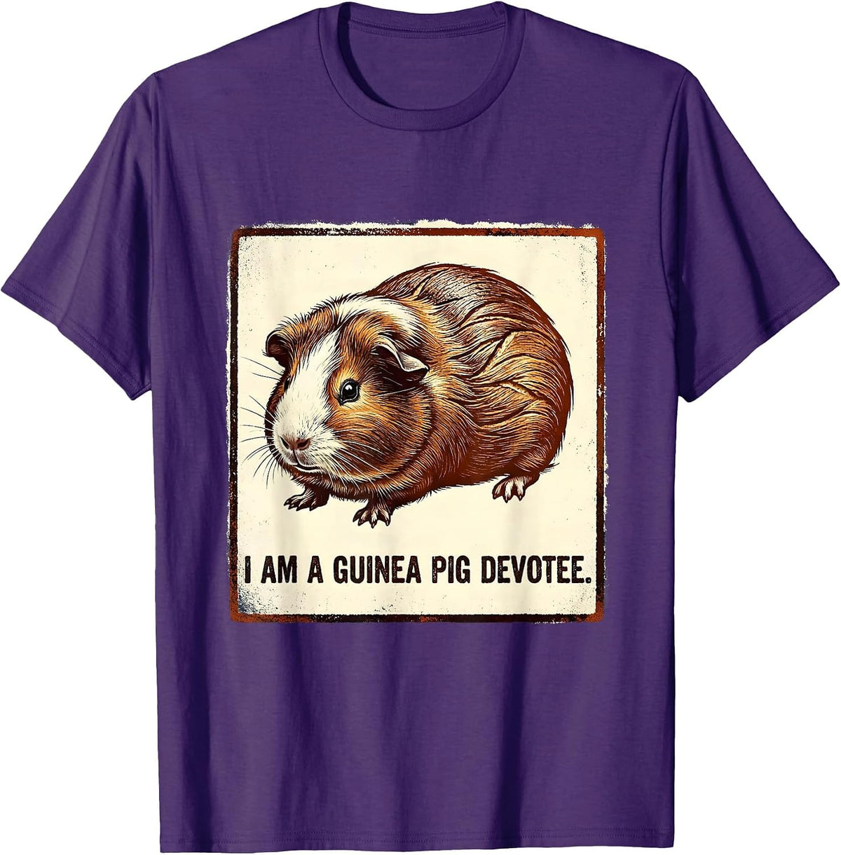 I Am A Guinea Pig Devotee Funny Pig Lover Rubber Stamp T-Shirt - Purple