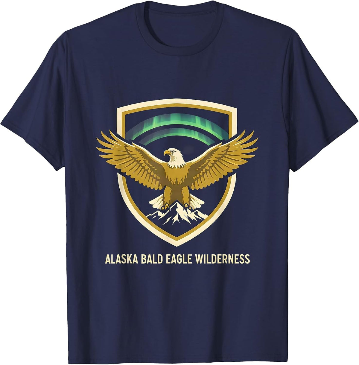 Alaska Bald Eagle Wilderness Vintage State Pride Emblem T-Shirt - Navy Blue