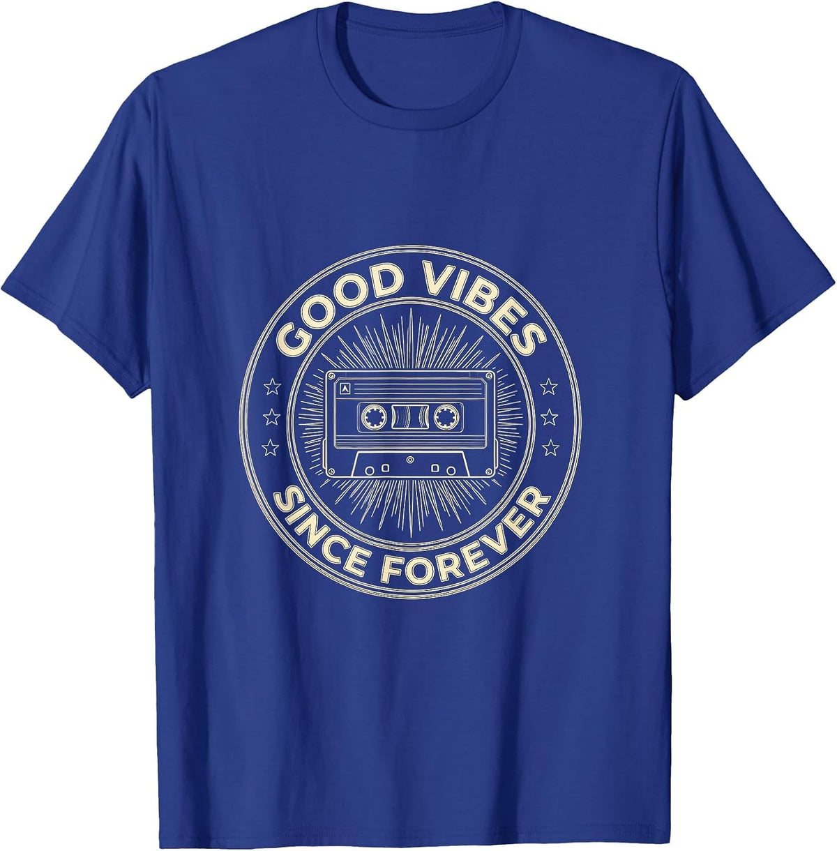 Good Vibes Since Forever Retro Design T-Shirt - Royal Blue