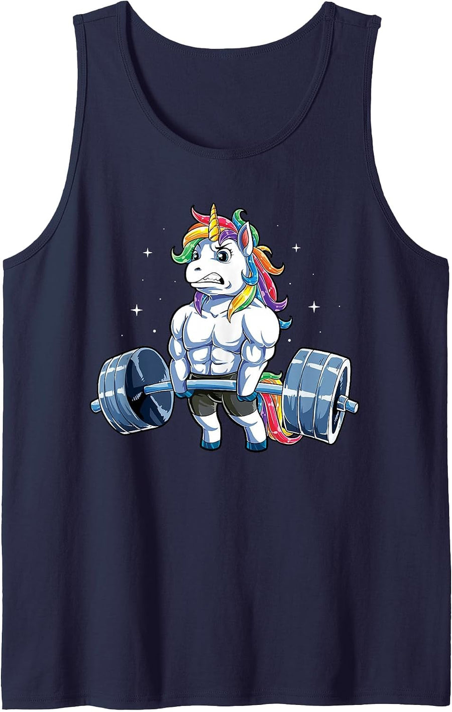 Unicorn Weightlifting Women Tee Deadlift Fitness Gym Workout Tank Top - Navy Blue
