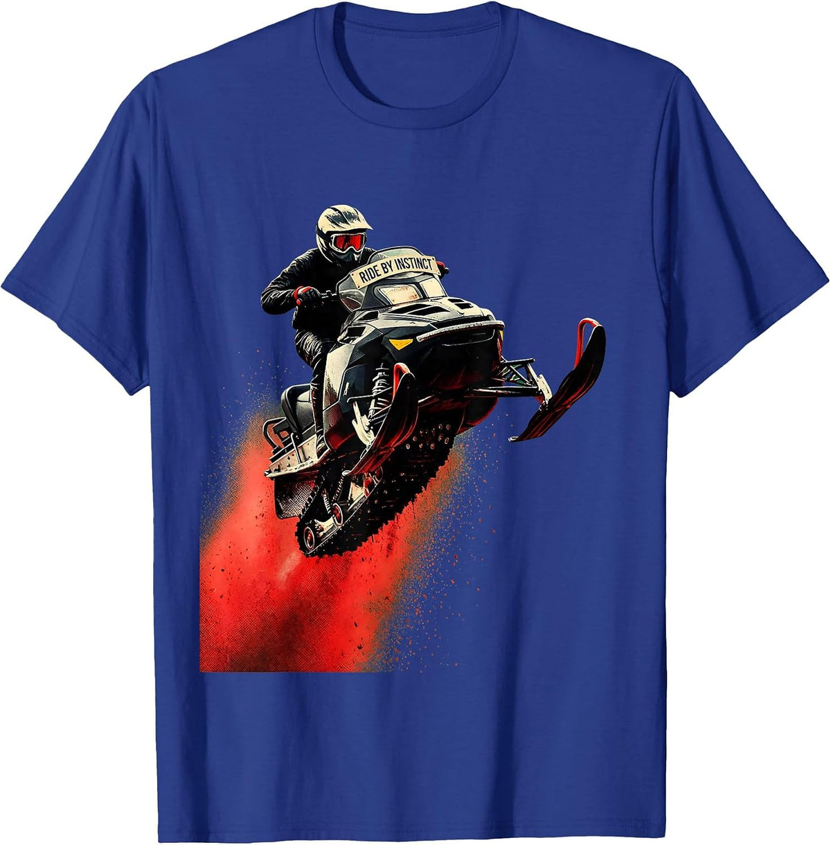 Ride By Instinct Pulp Cover Snowmobile Rider Winter Sports T-Shirt - Royal Blue