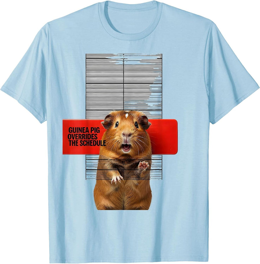 Men's Guinea Pig Overrides The Schedule Funny Pet Lover Humor T-Shirt - Baby Blue