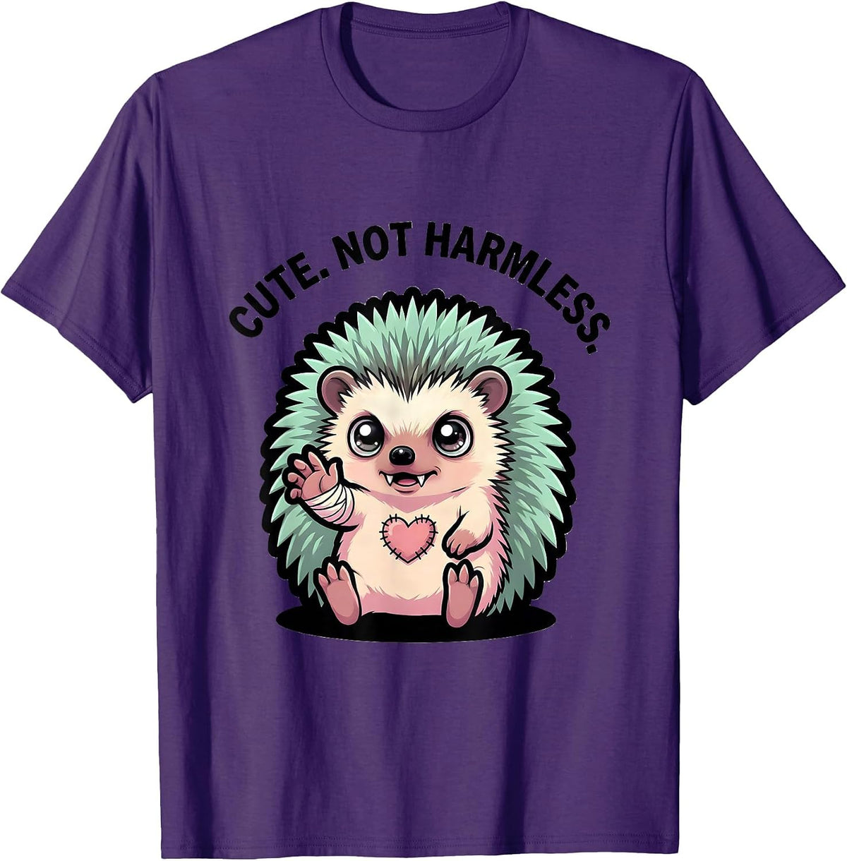 Cute. Not Harmless. Pastel Goth Kawaii Hedgehog E-Girl T-Shirt - Purple