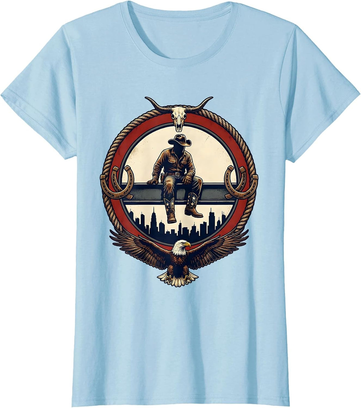 Steelworker Above the Skyline American Pride T-Shirt - Baby Blue