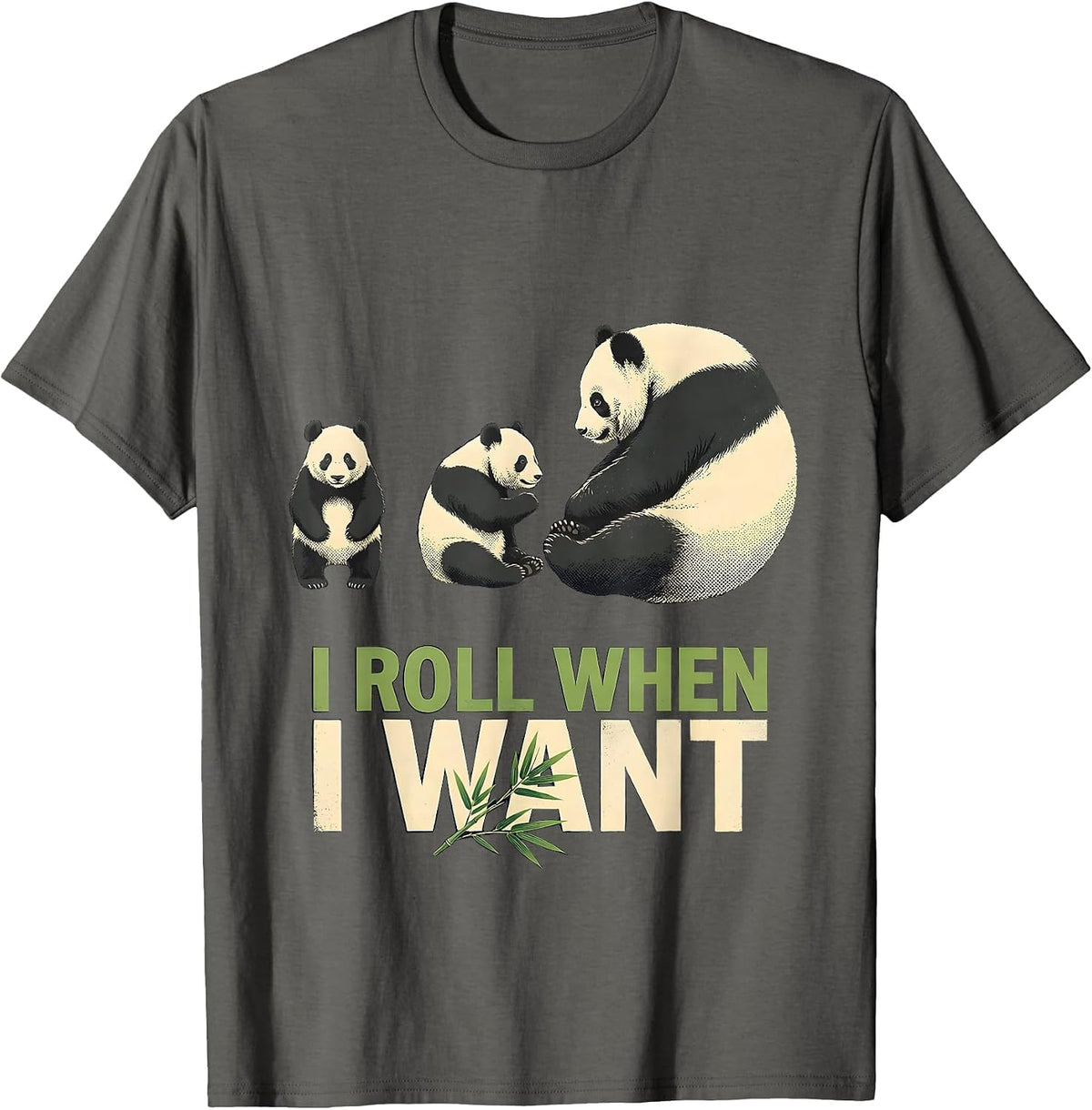 I Roll When I Want Funny Panda Lover Novelty Costume T-Shirt - Asphalt Grey