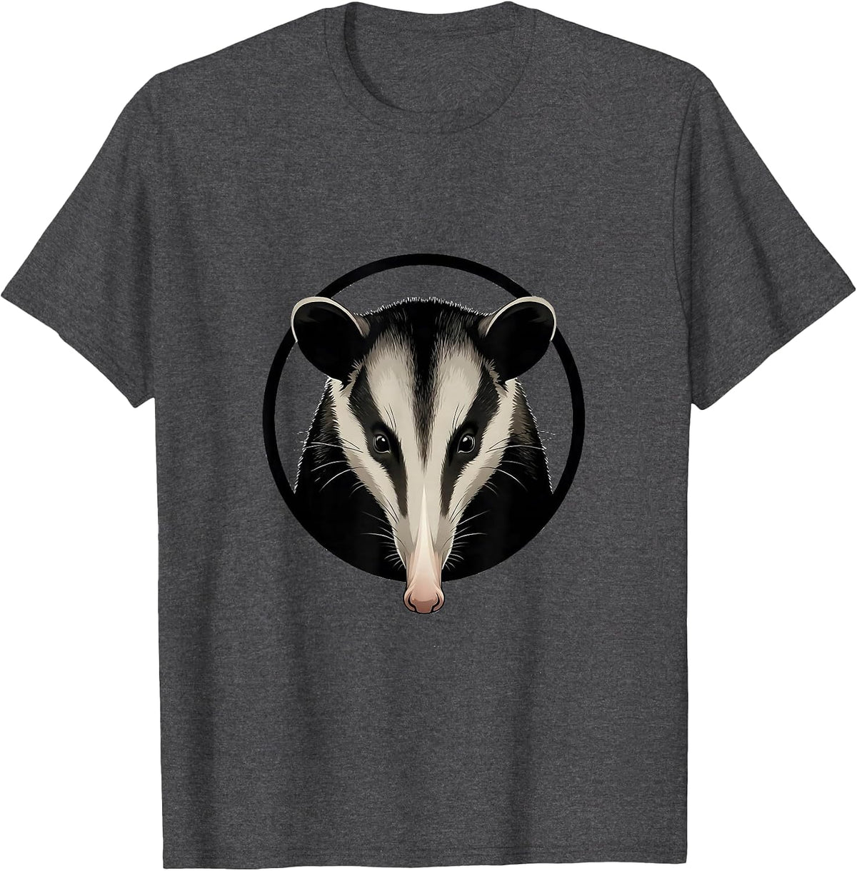 Opossum Head Minimalist Funny Animal Meme T-Shirt - Dark Heather Grey