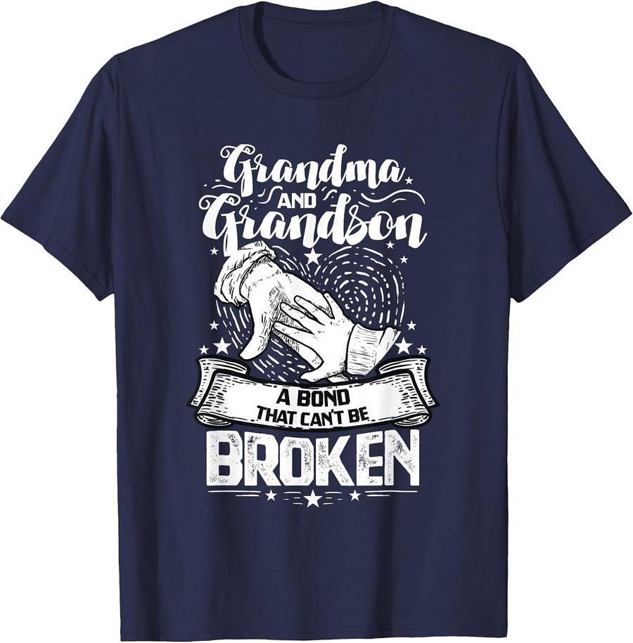 Grandma and Grandson A Bond that Can't Be Broken T-Shirt - Navy Blue