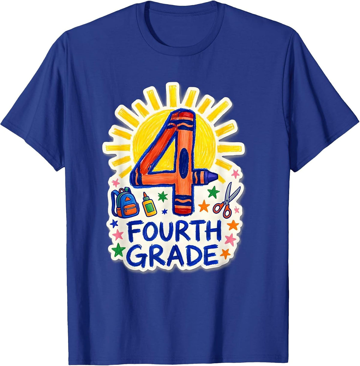 Men's 4TH GRADE Fourth Grade Naive Kidcore Back To School T-Shirt - Royal Blue