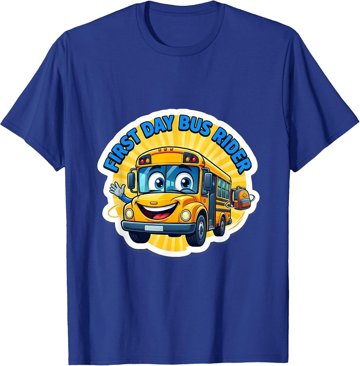 First Day Bus Rider Cute School Bus Driver Kids Novelty T-Shirt - Royal Blue
