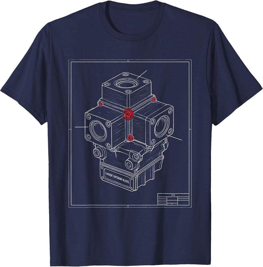 I Haven't Outgrown Blocks Funny Mechanic Engine Block Garage T-Shirt - Navy Blue