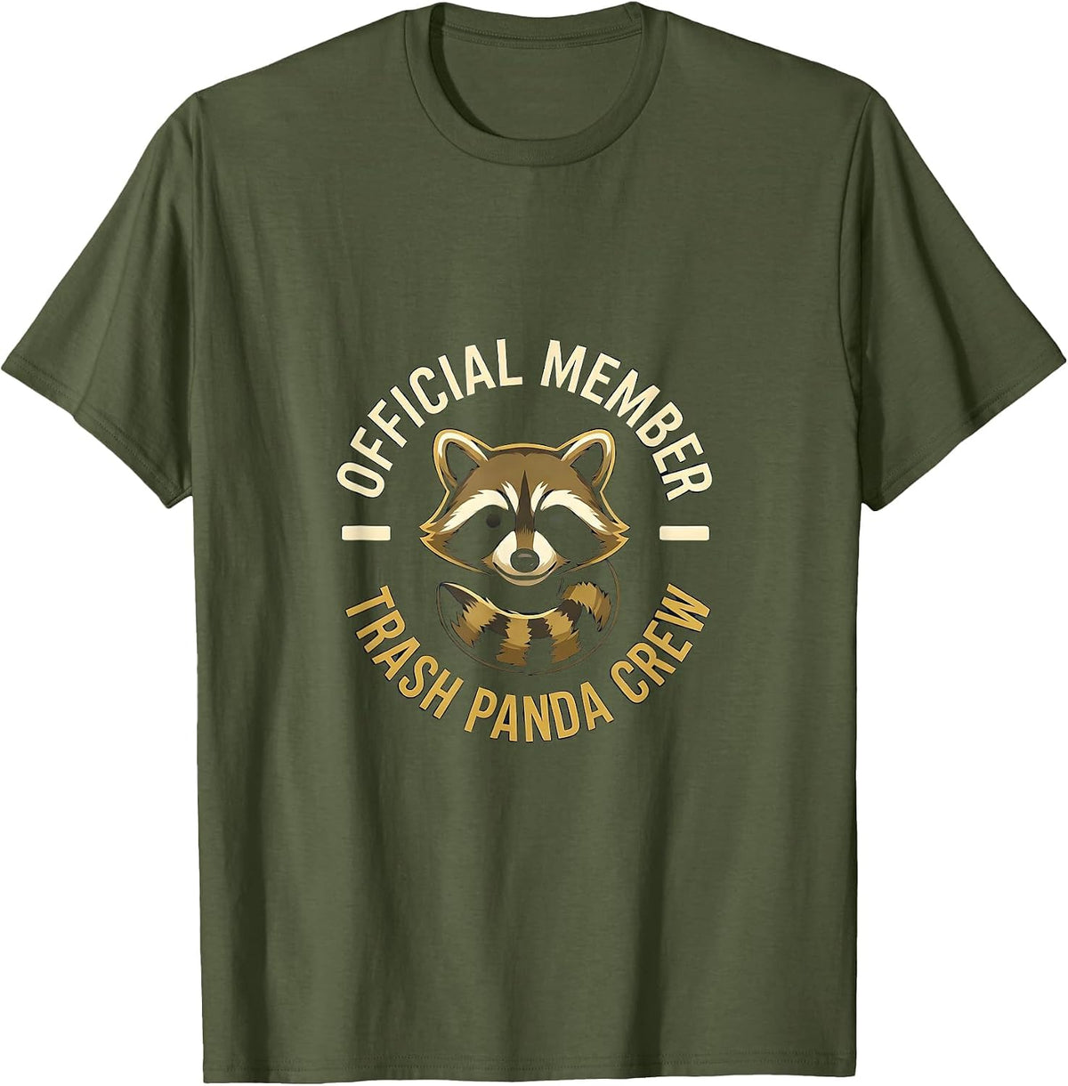 Men's Official Member Trash Panda Crew Funny Raccoon Meme Humor T-Shirt - Olive Green