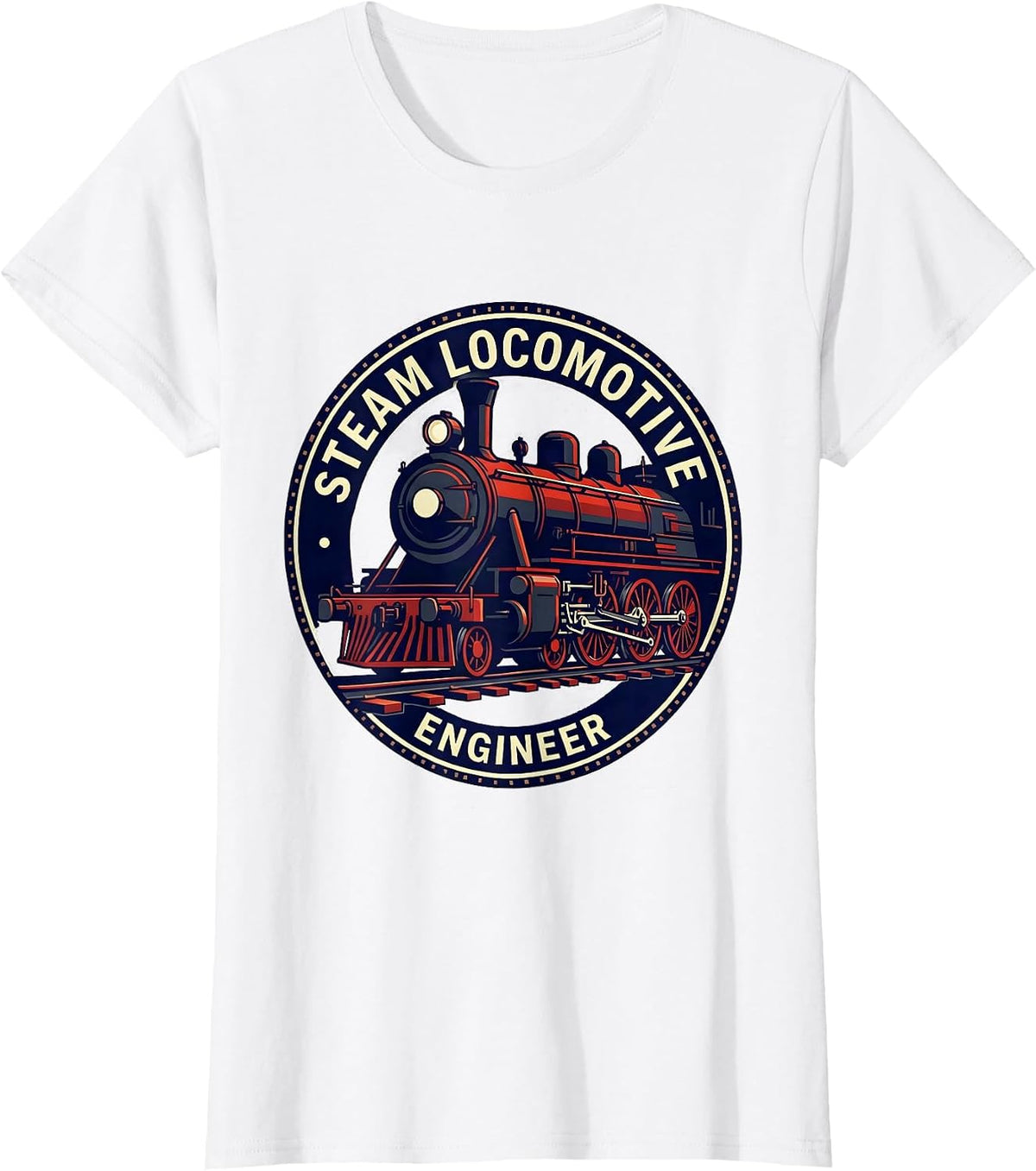 Steam Locomotive Engineer Vintage Train Enthusiast Railroad T-Shirt - White