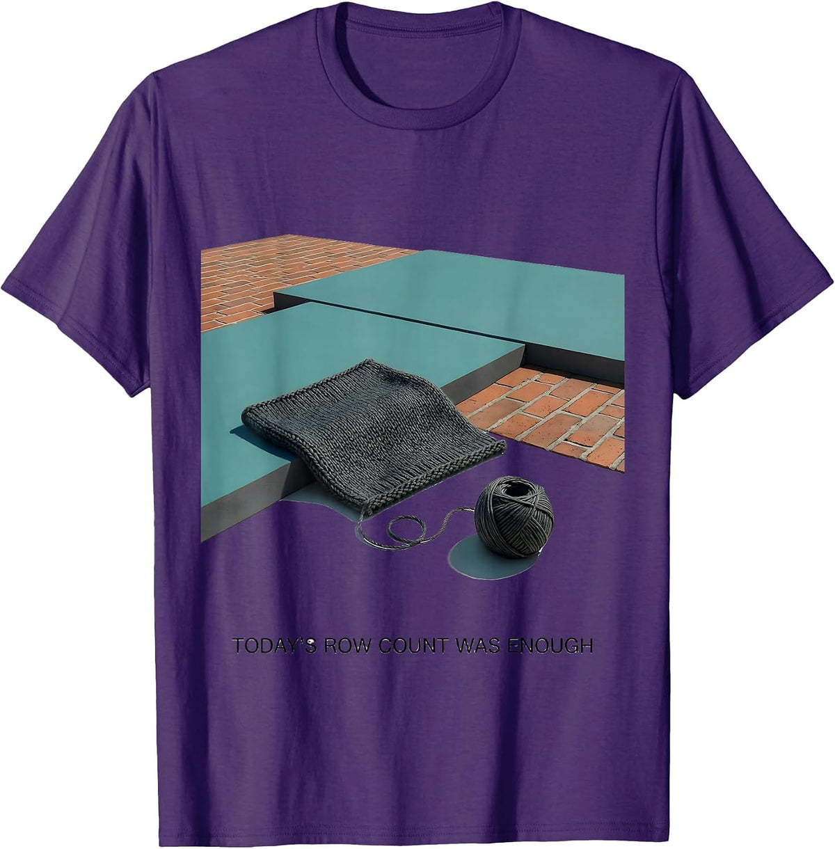 Today's Row Count Was Enough Midcentury Modern Knitting T-Shirt - Purple
