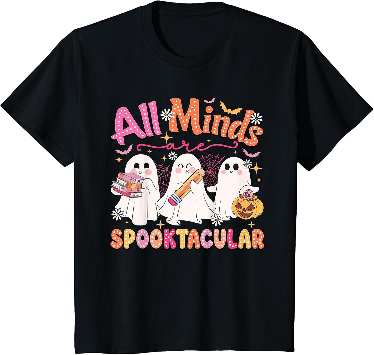 All Minds are Spooktacular Halloween School Psychologist T-Shirt - Black