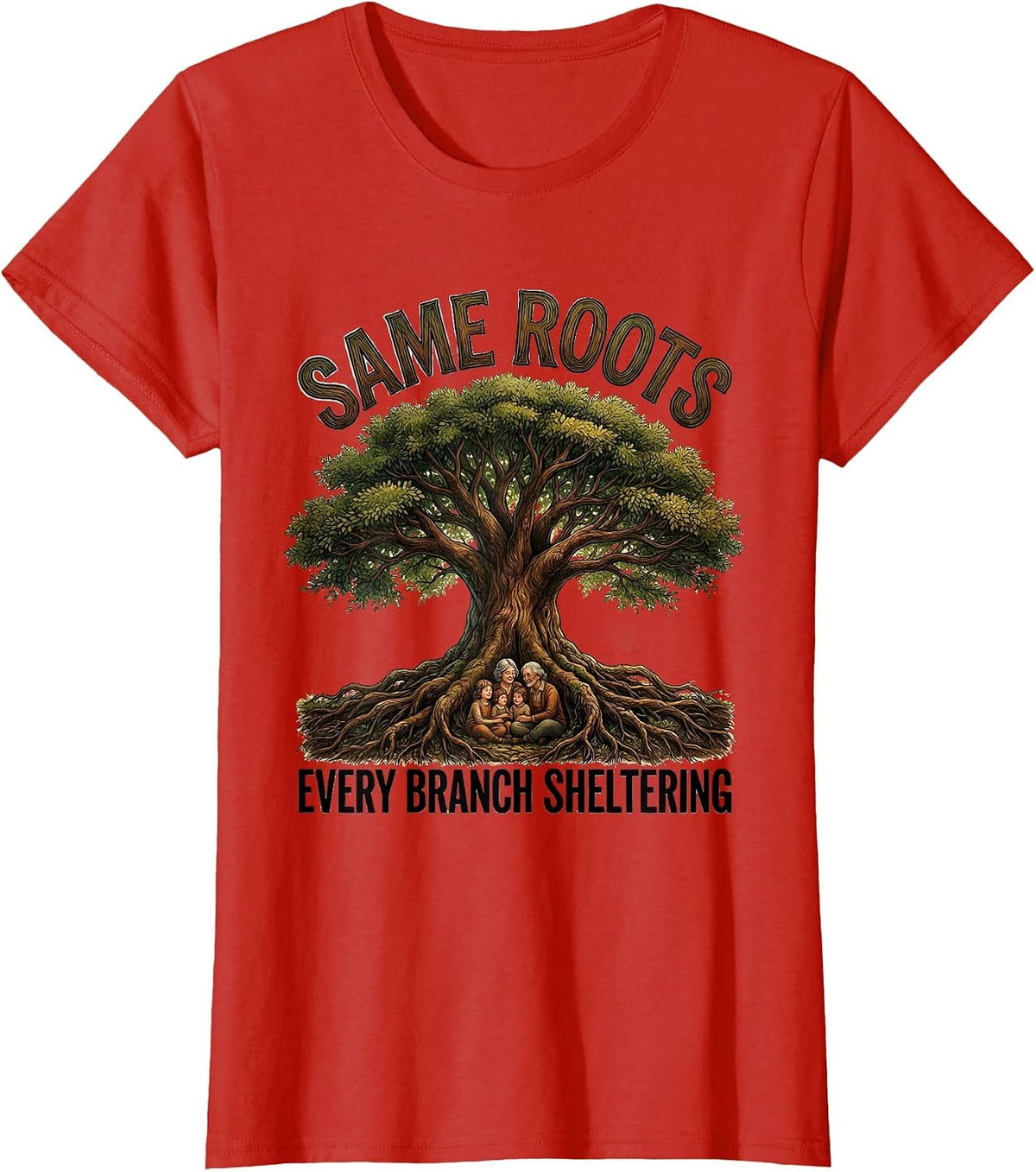 Same Roots Every Branch Sheltering Family Reunion Matching T-Shirt - Red