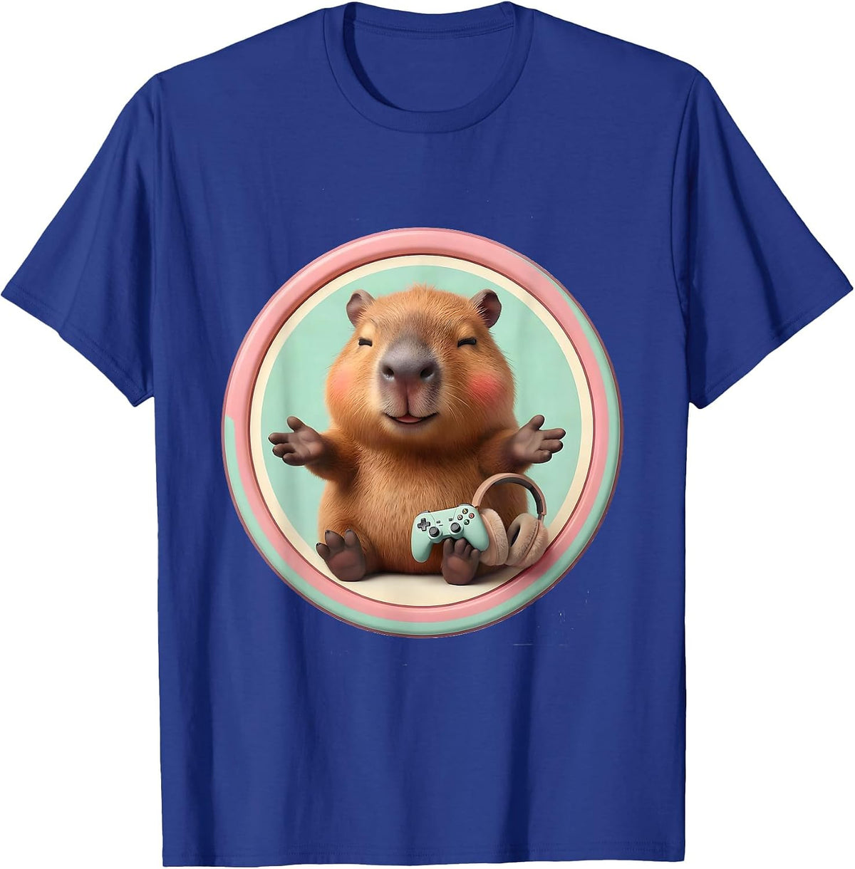 Capybara Gamer Meme Humor Cute Kawaii T-Shirt - Royal Blue