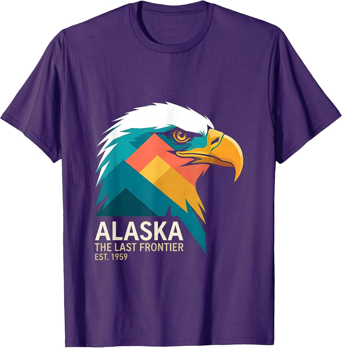 Men's Alaska The Last Frontier Est. 1959 Bald Eagle State Pride T-Shirt - Purple