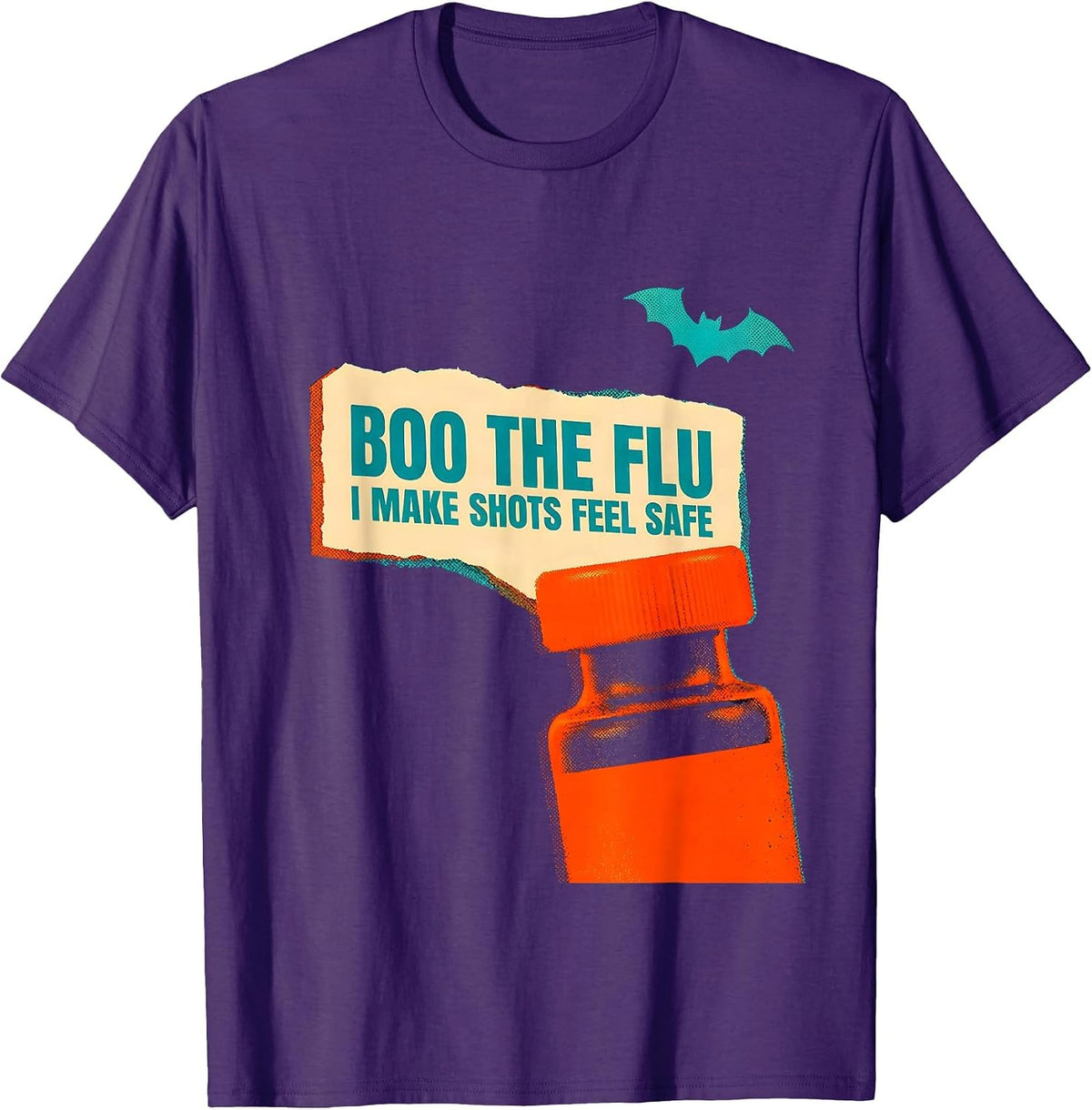 Boo the Flu I Make Shots Feel Safe Funny Halloween Nurse T-Shirt - Purple