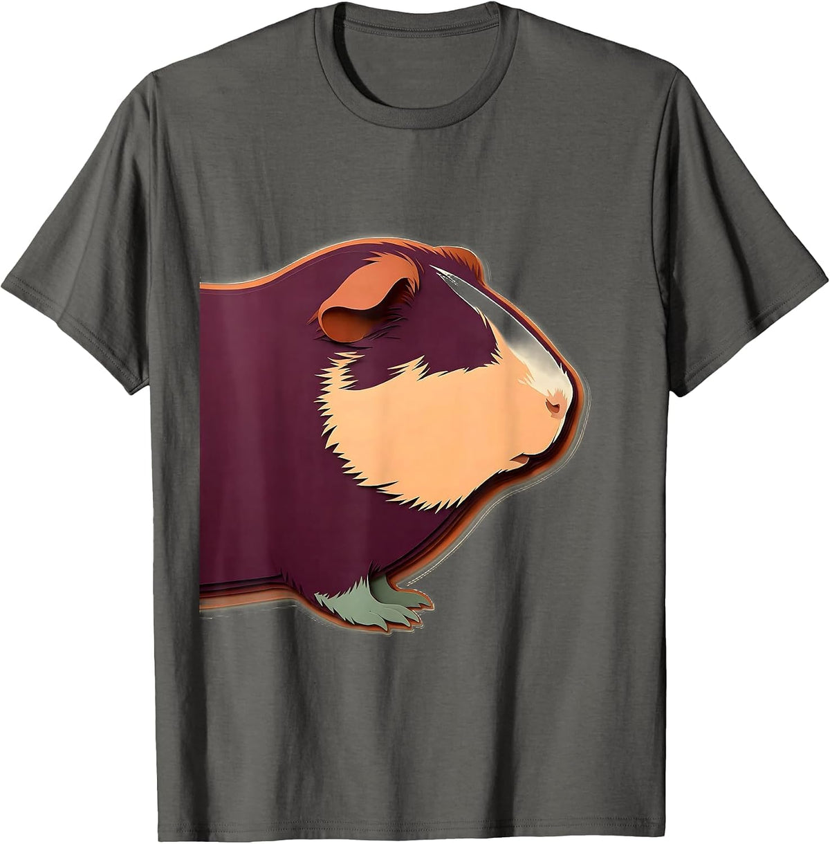Guinea Pig Loaf Paper Cutout Animal Lover Humor T-Shirt - Asphalt Grey