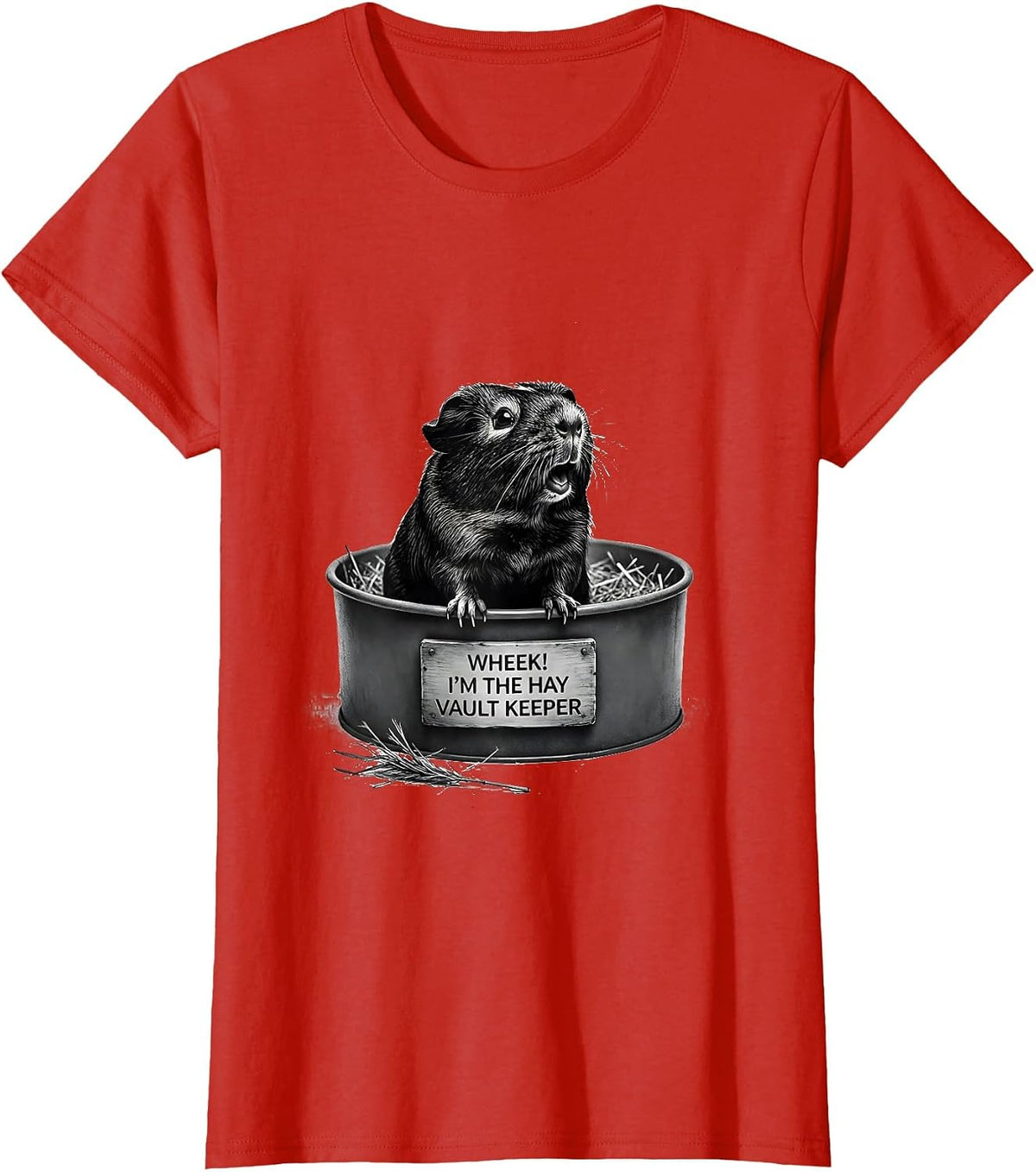 Women's Wheek! I'm The Hay Vault Keeper Cute Guinea Pig Humor T-Shirt - Red