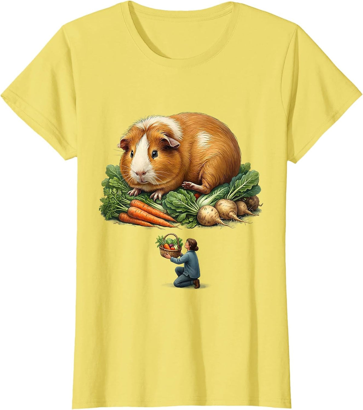 Royal Guinea Pig Garden Feast Storybook Pet Lover Humor T-Shirt - Lemon Yellow