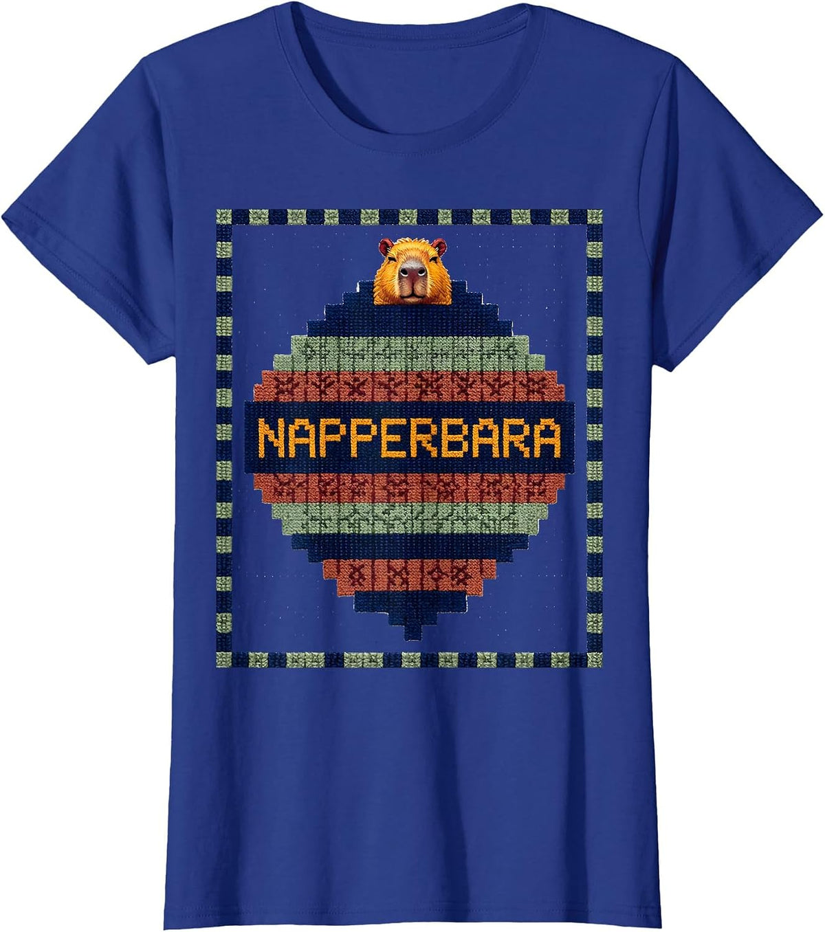 Women's Napperbara Cute Capybara Sleepy Humor Pajama Lover T-Shirt - Royal Blue