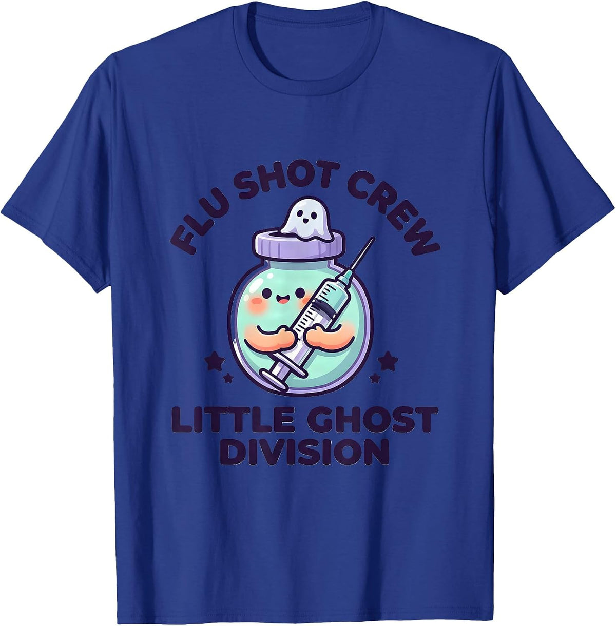 Men's Flu Shot Crew Little Ghost Division Cute Nurse Halloween T-Shirt - Royal Blue