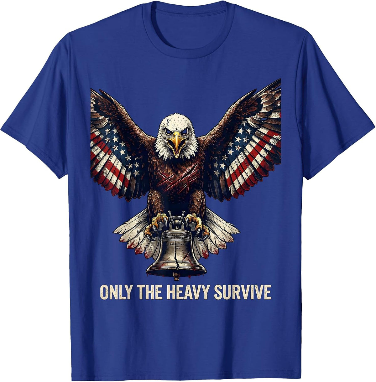 Only the Heavy Survive Death Metal Design T-Shirt - Royal Blue