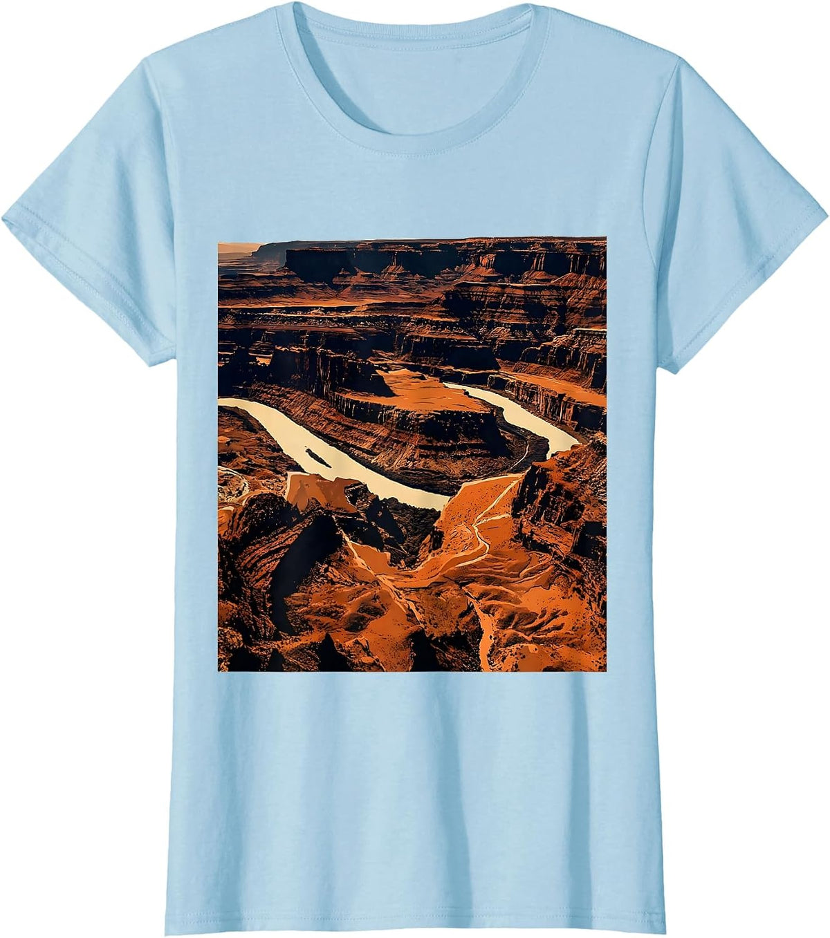 Women's Grand Canyon Aerial Labyrinth Canyon View Design T-Shirt - Baby Blue