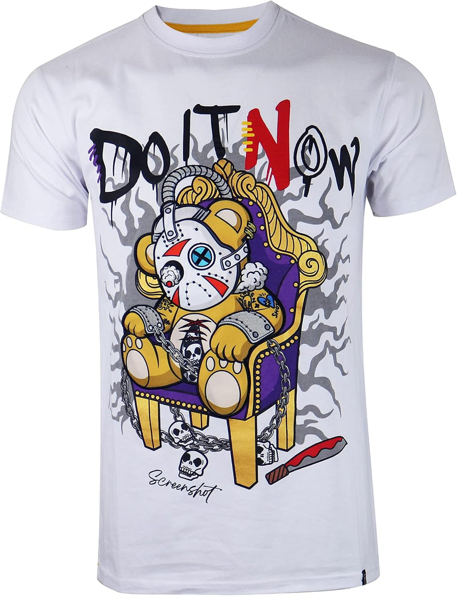 SCREENSHOT-2202-SS-2 Mens Stylish Double Layer Patch Embroidery High Density Gel Premium Quality Tee - S11207-white