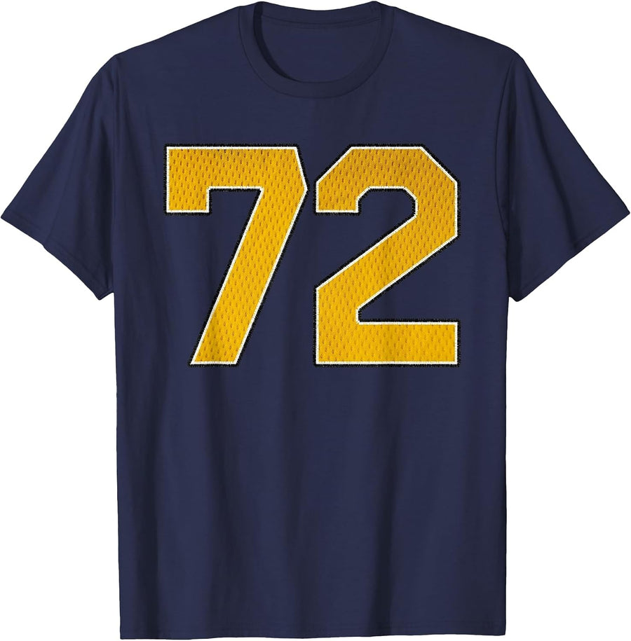 Gold Number 72 Athlete Sports Jersey Supporter Fanwear T-Shirt - Navy Blue