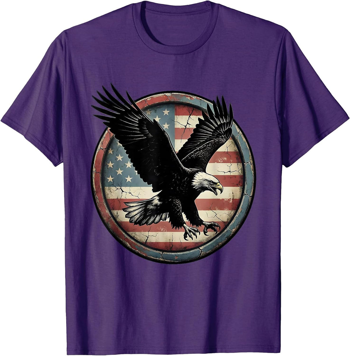 Men's Patriotic Eagle Diving Talons Extended Illustration T-Shirt - Purple