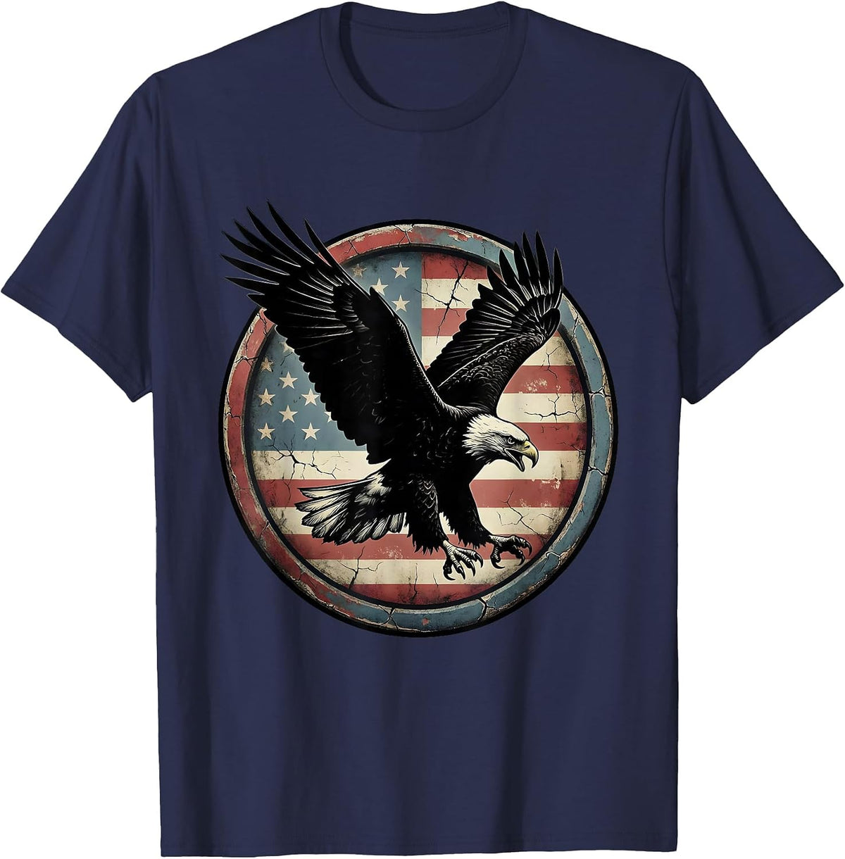 Men's Patriotic Eagle Diving Talons Extended Illustration T-Shirt - Navy Blue