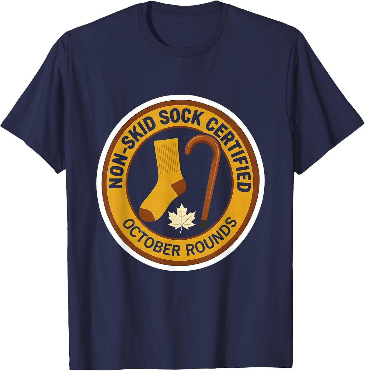 Non-Skid Sock Certified, October Rounds Nurse T-Shirt - Navy Blue