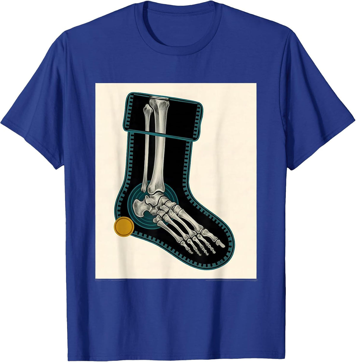 Men's Contact Plate Radiology Tech Christmas Skeleton Humor T-Shirt - Royal Blue