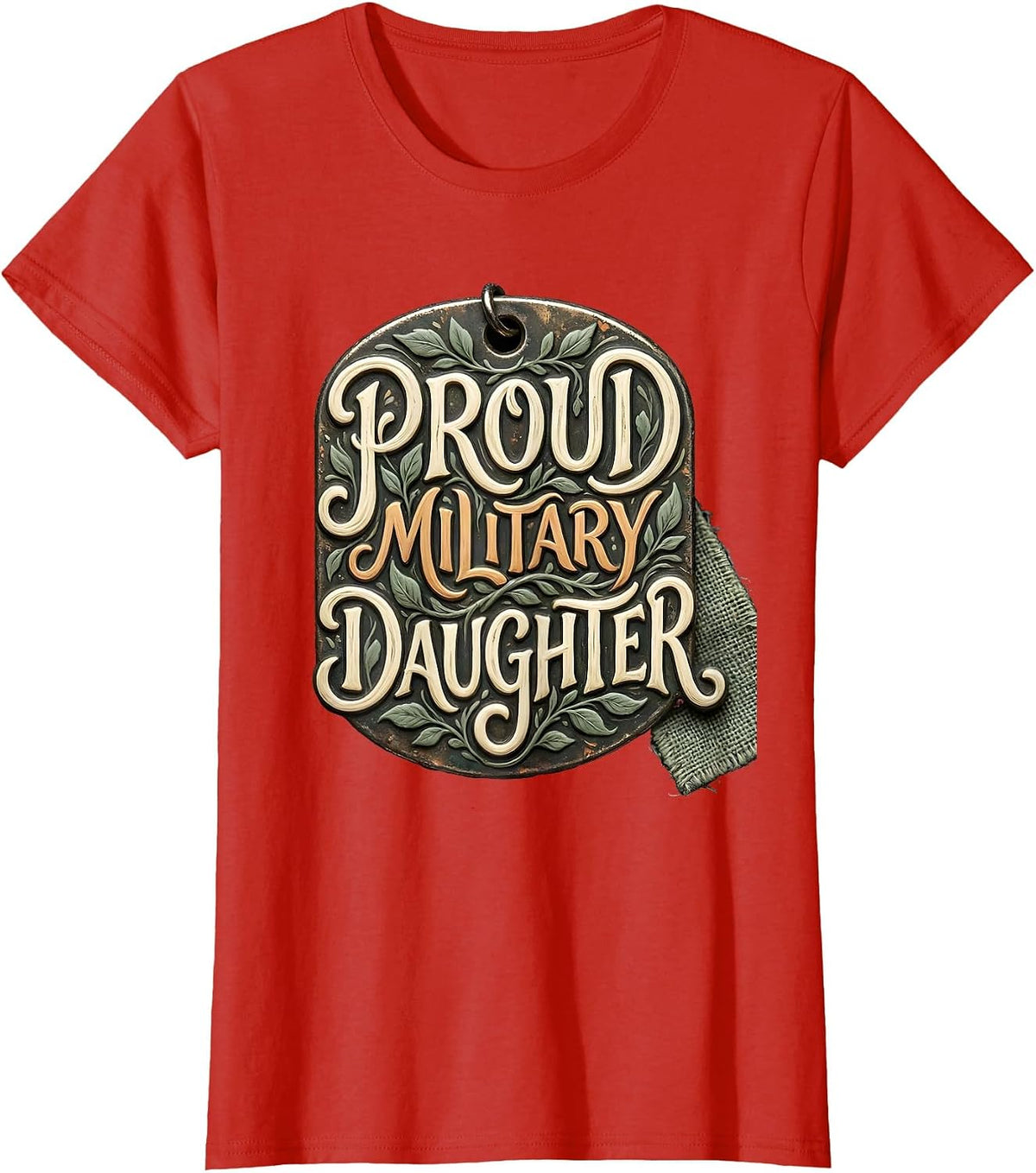 Proud Military Daughter Boho Typography Veteran Family T-Shirt - Red