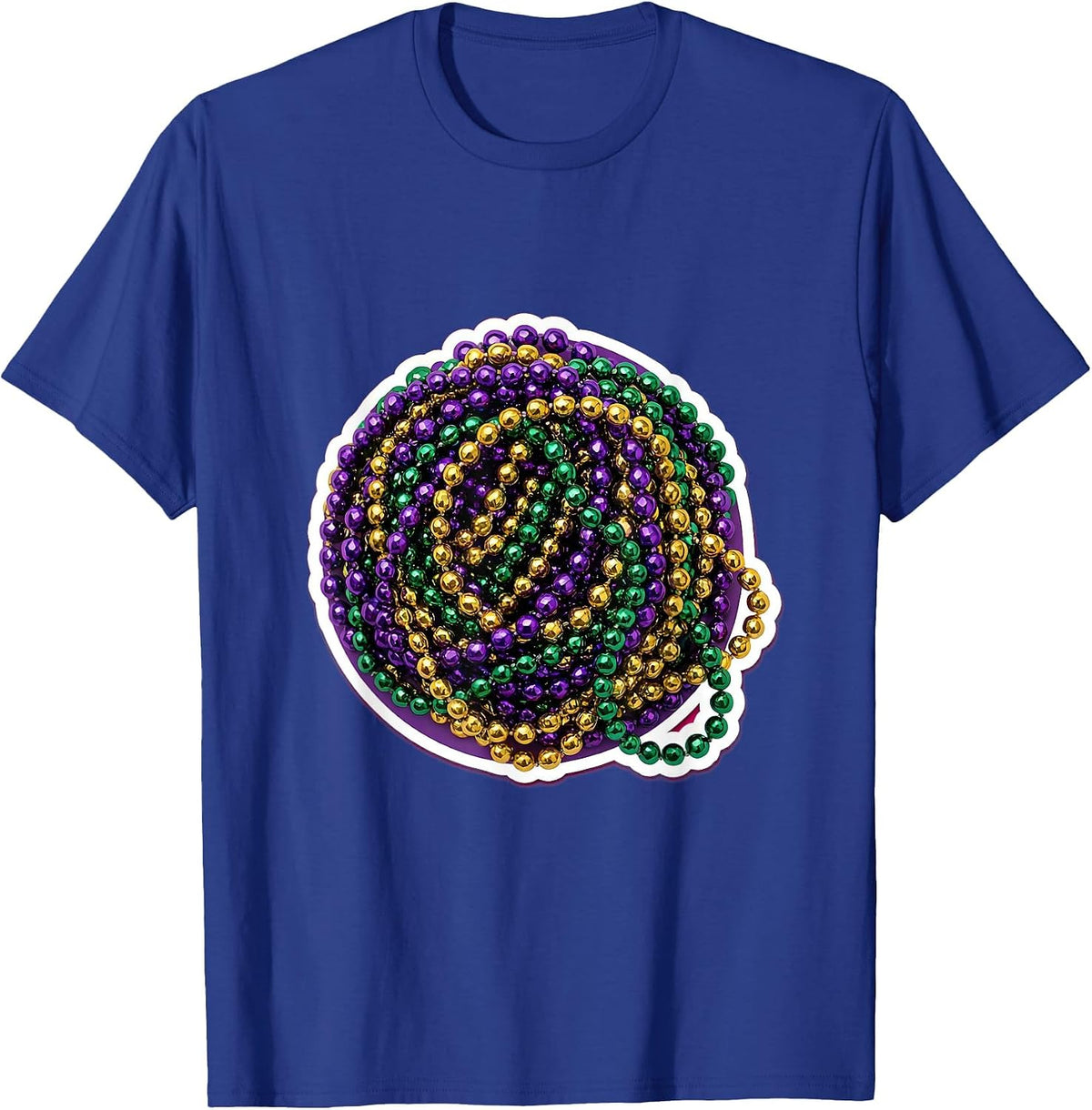 Mardi Gras Colorful Bead Necklaces Pile Design T-Shirt - Royal Blue
