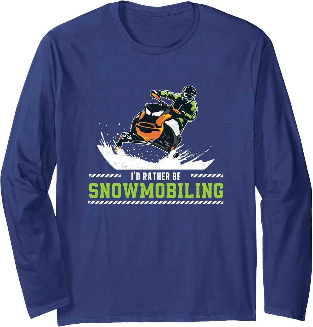 Classic Snowmobiling Snocross for A Snowmachine Snowmobiler Long Sleeve T-Shirt - Adult Unisex Navy Blue