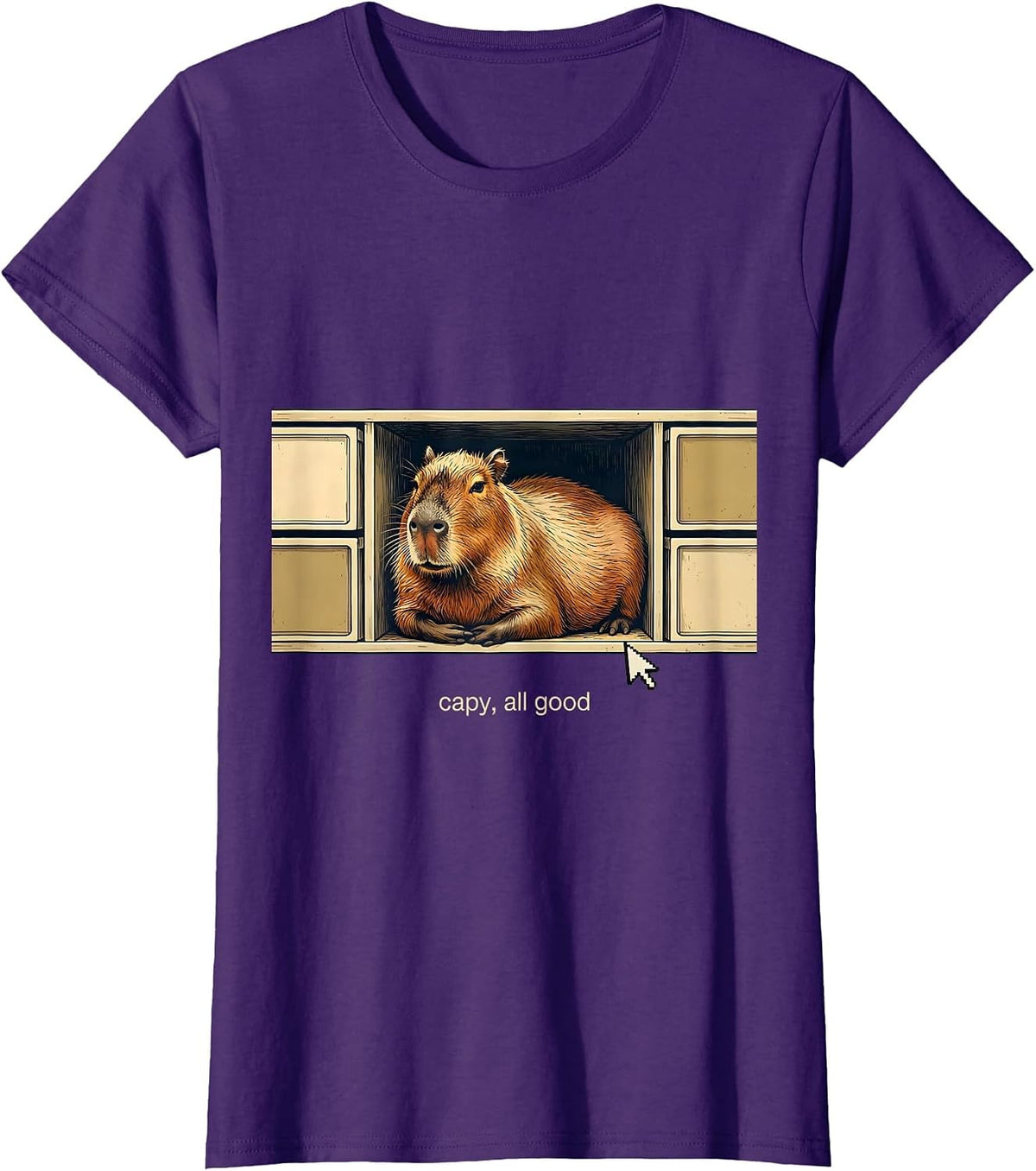 Women's capy all good Funny Capybara Gamer Meme Humor T-Shirt - Purple