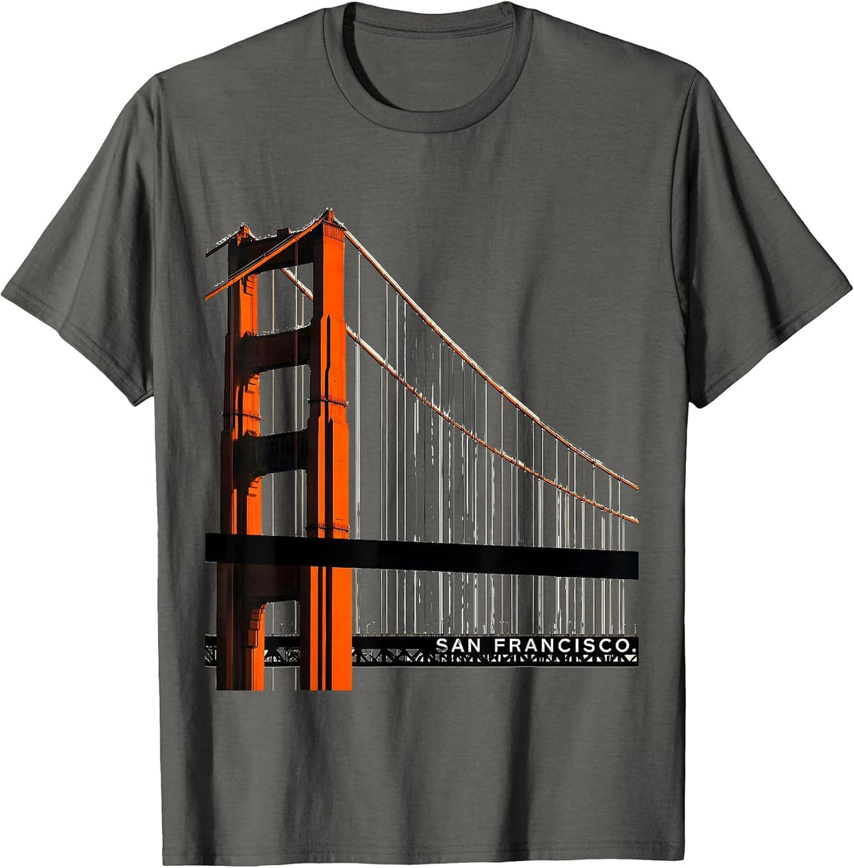 San Francisco Golden Gate Bridge Souvenir Gift Design T-Shirt - Asphalt Grey