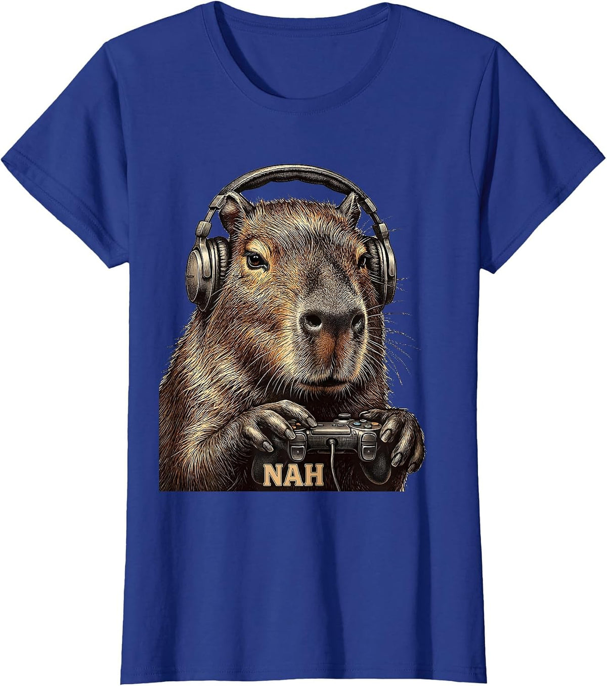 Women's Nah Funny Capybara Gamer Meme Humor Video Games T-Shirt - Royal Blue