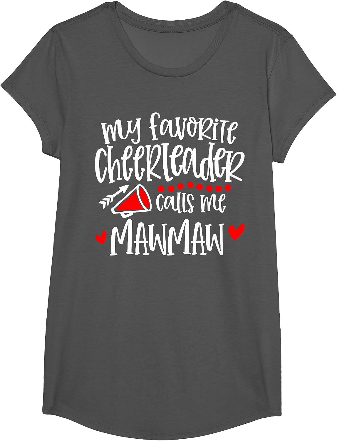 My Favorite Cheerleader Calls Me Mawmaw Funny Cheerleading T-Shirt - Girls Asphalt Grey