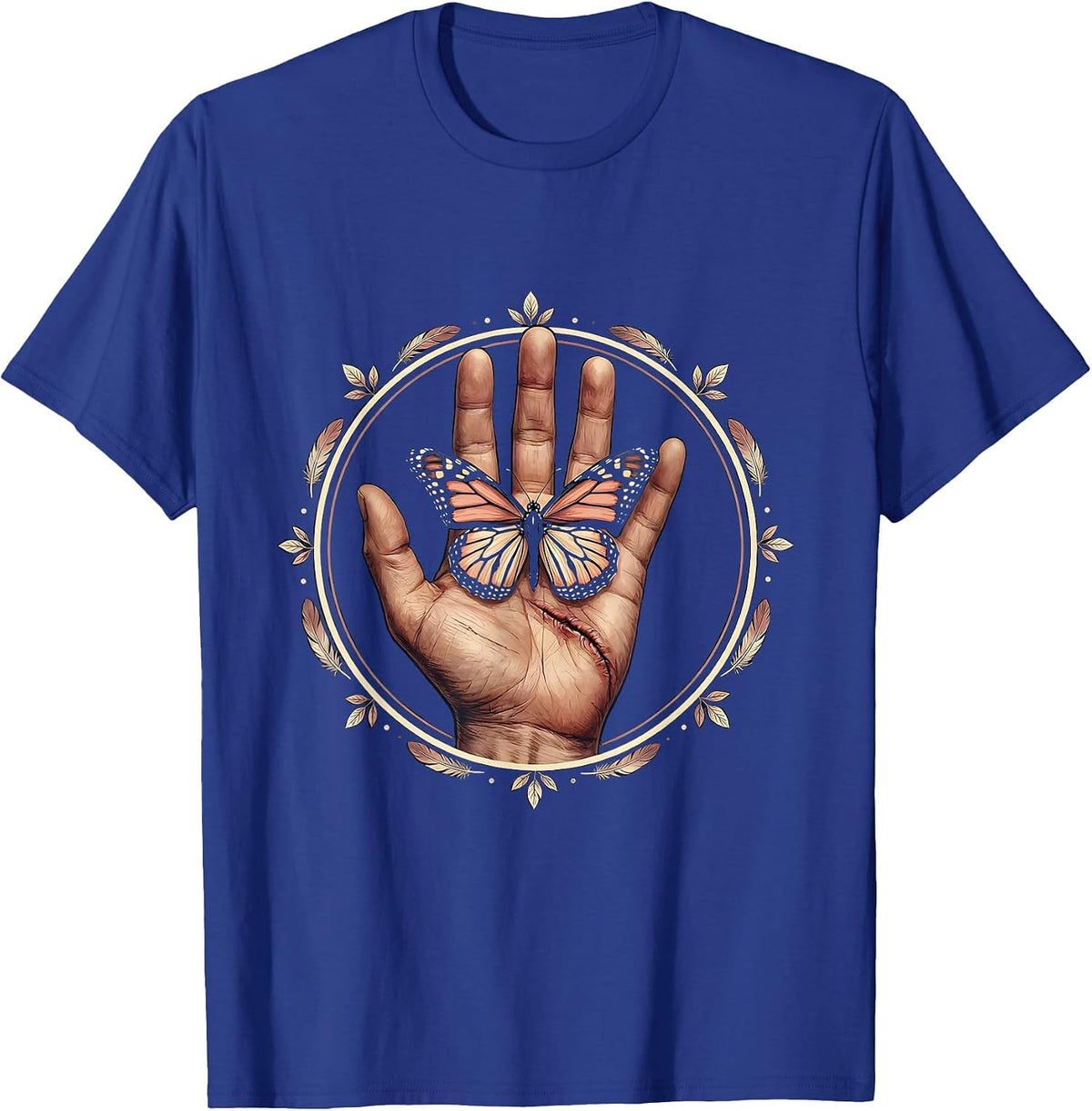 Men's Be Kind Butterfly Scarred Hand Illustration T-Shirt - Royal Blue