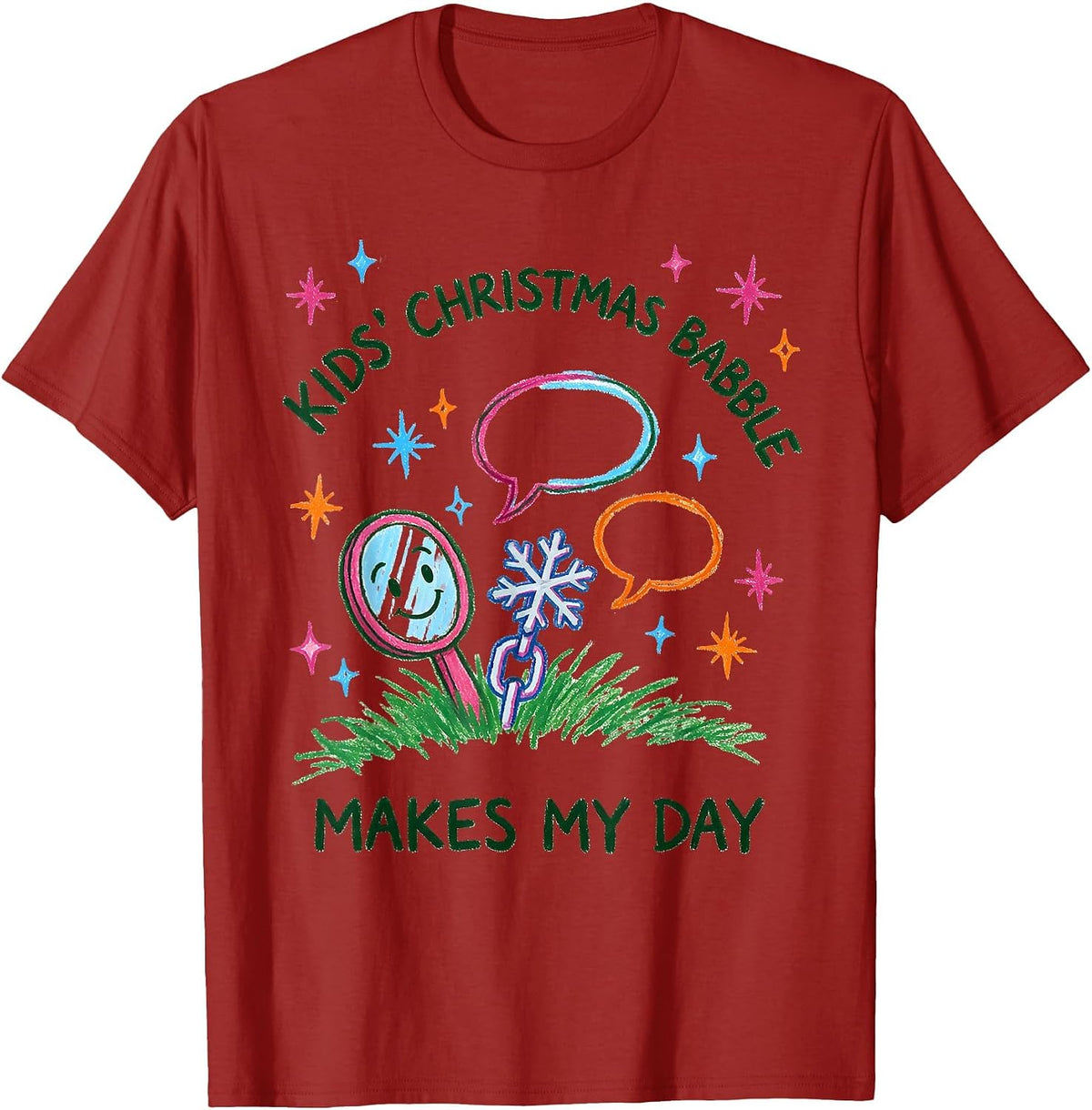 Kids' Christmas Babble Makes My Day Funny Speech Therapist T-Shirt - Cranberry Red