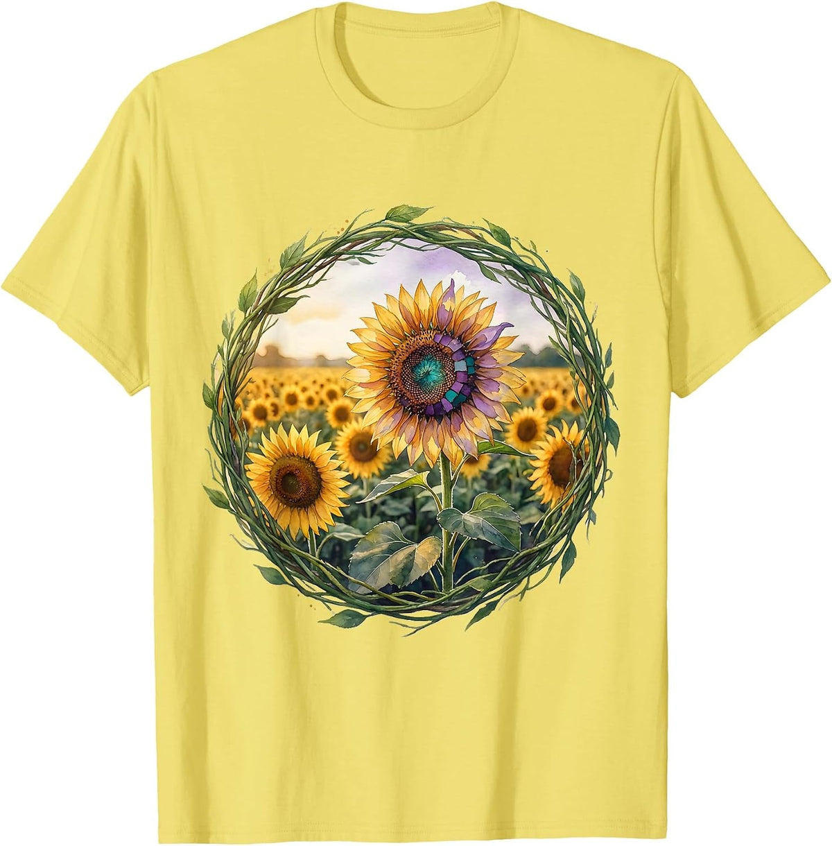Men's Special Education Sunflower Field Unique Bloom T-Shirt - Lemon Yellow